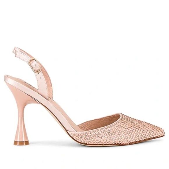 NWOB Jeffrey Campbell Zivote Crystal Satin Slingback Heels in Light Pink size 7 - Picture 3 of 13